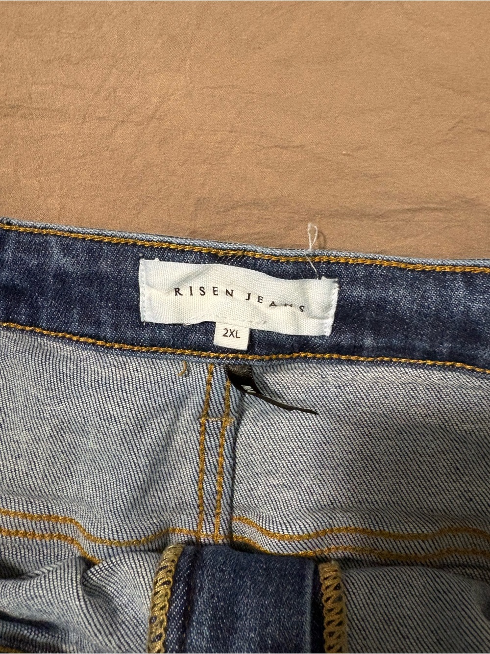 High-Rise Distressed Denim Jean Shorts in Dark Blue - Picture 2 of 2